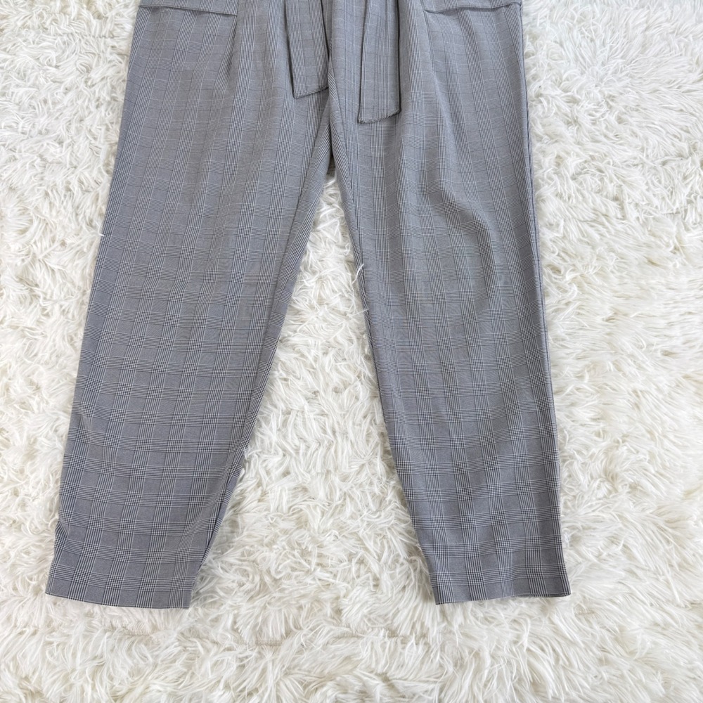 Athleta Skyline Pant Grey Glen Plaid Paperbag Waist Tapered Size 0 Preppy Office - Picture 5 of 13